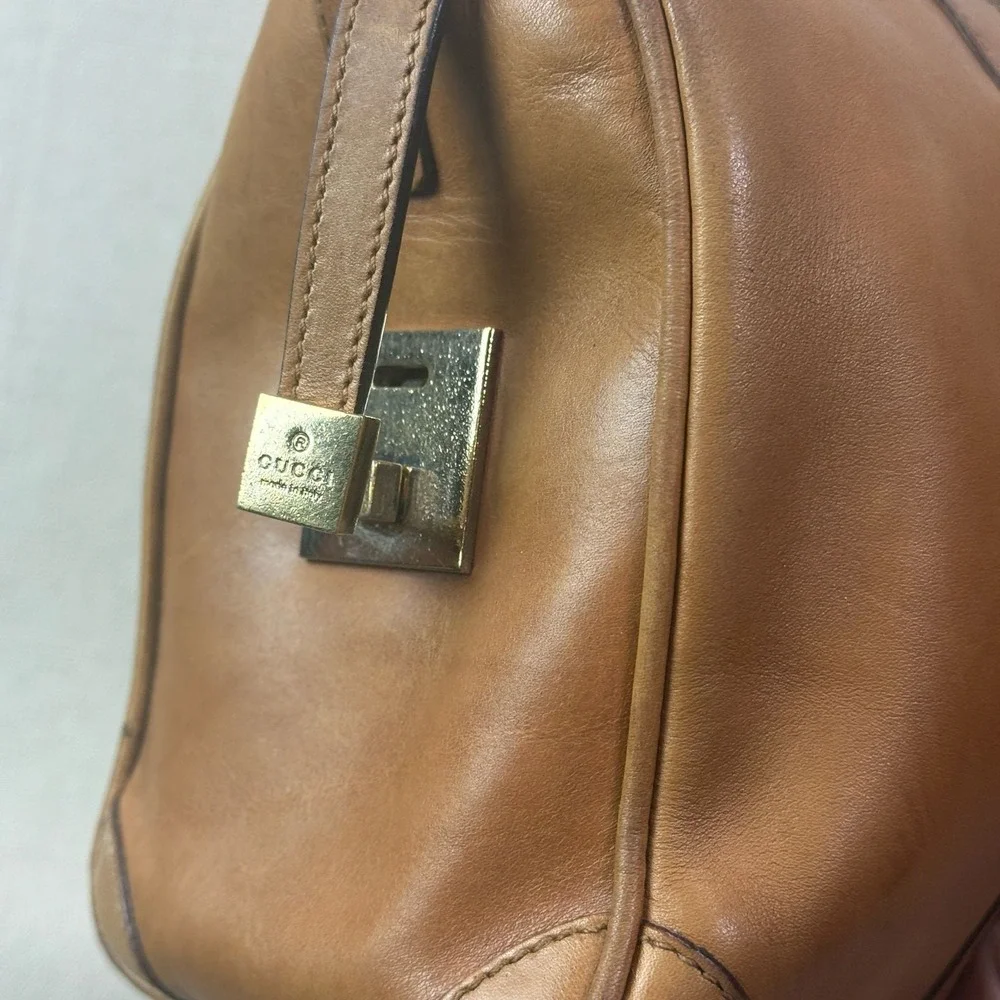 Vintage‎ Gucci Sherry Line Leather Boston Bag Tan Brown